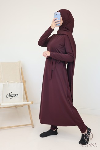 Burkini with long hijab, including pants and tunic, opaque and resistant 2