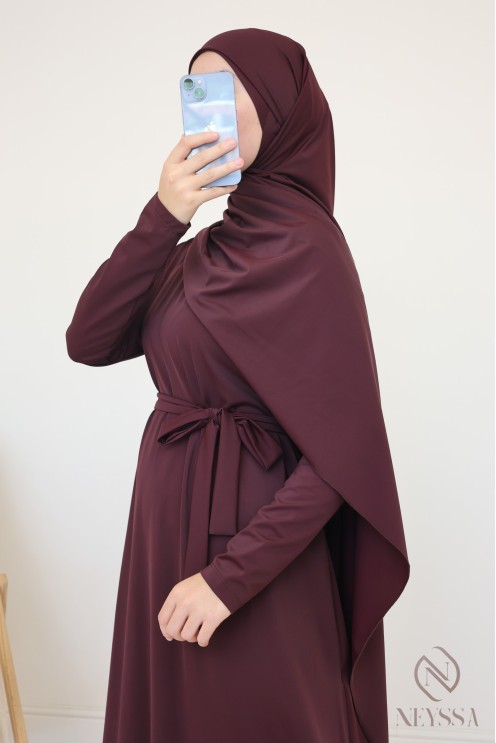 Burkini with long hijab, including pants and tunic, opaque and resistant