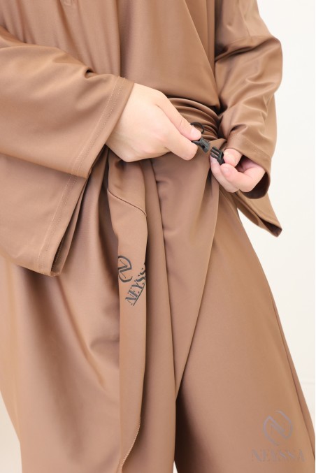 Burkini in hazelnut, loose-fitting long tunic, water-repellent fabric