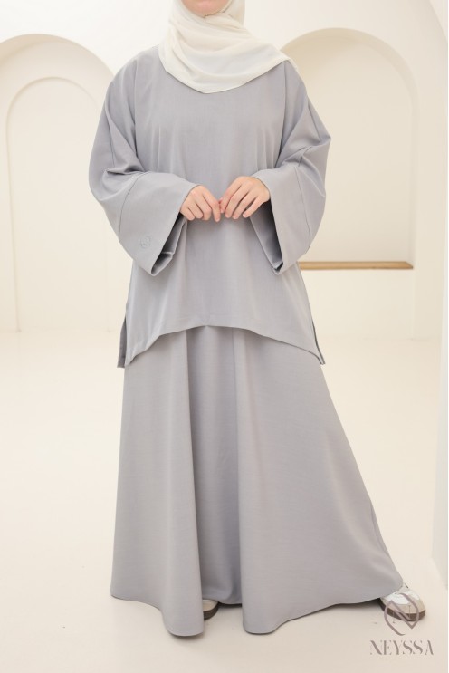 Ensemble tunique jupe longue moderne et modeste, idéal femme hijabi