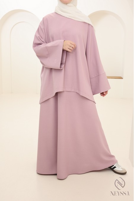 Women's mauve long skirt set ideal for summer, light fabric
