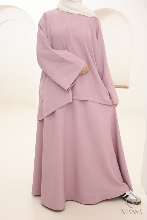 Ensemble femme jupe longue mauve idéal pour lété, tissu léger