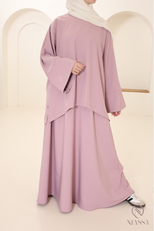 Women's mauve long skirt set ideal for summer, light fabric