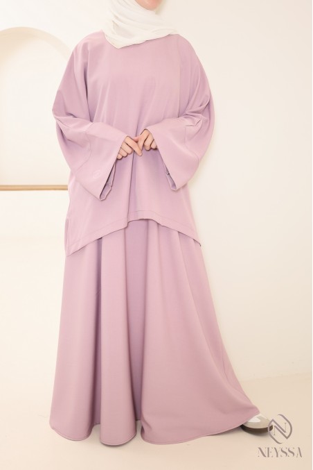 Women's mauve long skirt set ideal for summer, light fabric
