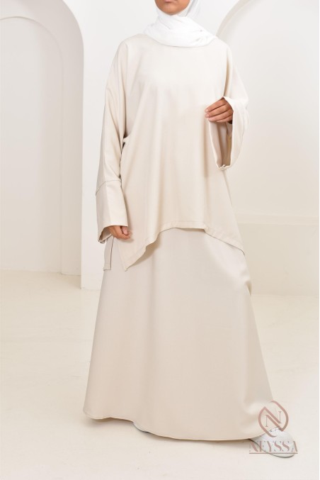 Women's asymmetrical long-sleeve top and flared skirt set