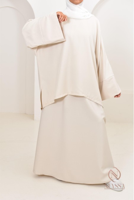 Women's asymmetrical long-sleeve top and flared skirt set