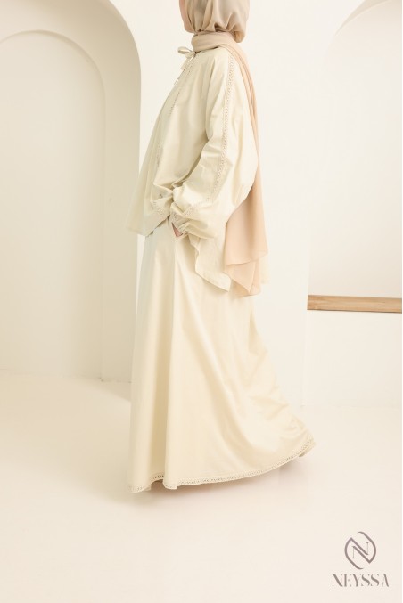 Women's cotton long skirt + lace blouse set