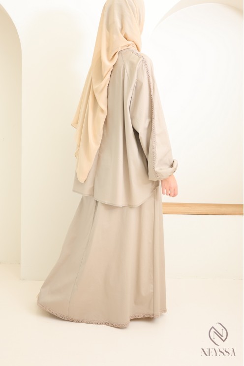 Women's cotton long skirt + lace blouse set