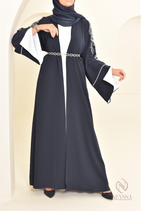 Abaya black pearl, handmade, made in the UAE