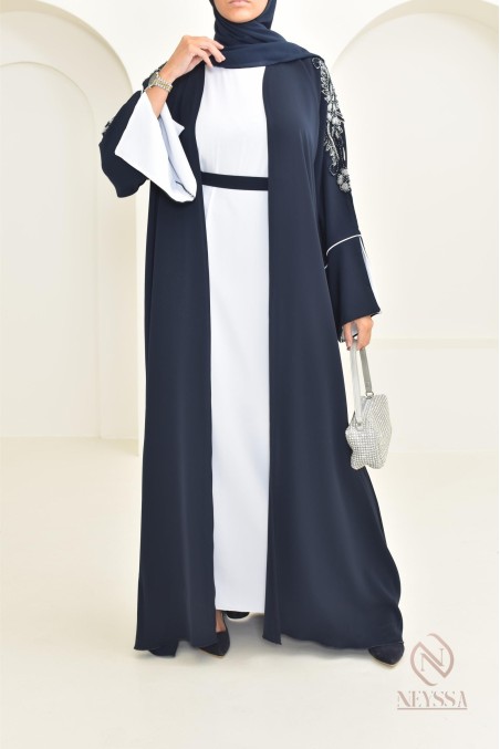 Abaya black pearl, handmade, made in the UAE