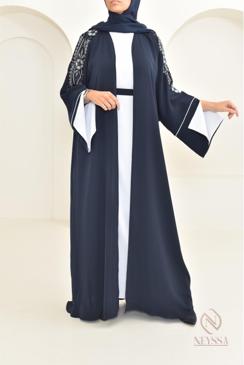 Abaya black pearl, handmade, made in the UAE