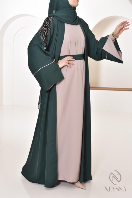 Abaya Dubai handgefertigt, festliche Abaya, Brautjungfern
