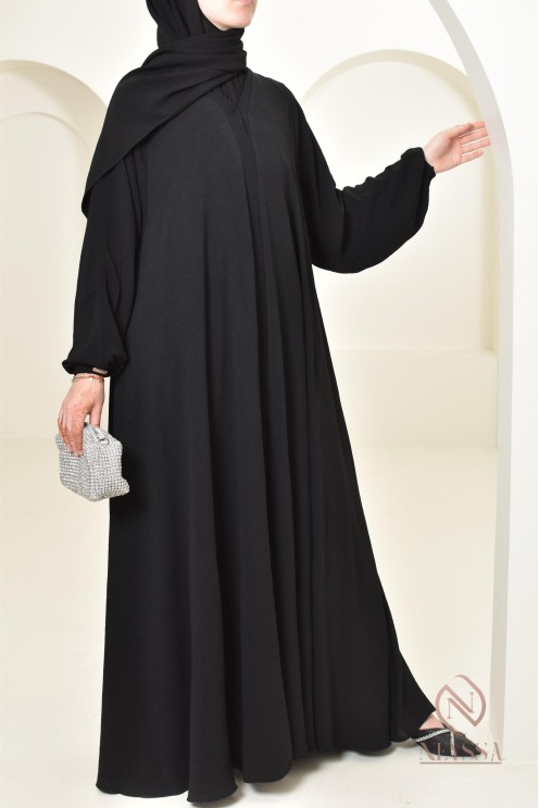 Abaya Dubaï longue noir pour Aïd al Adha 2024 Neyssa Confection