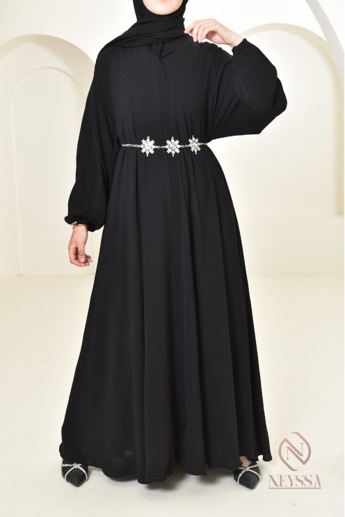 Abaya Dubaï long black for Aïd al Adha Neyssa Confection