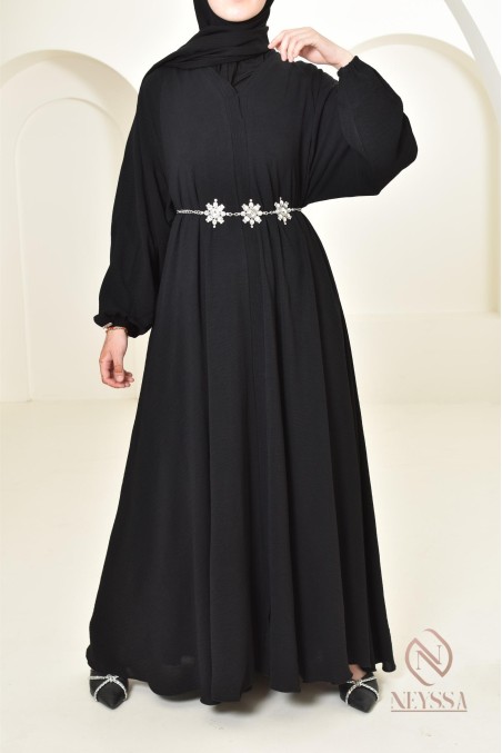 Abaya Dubaï long black for Aïd al Adha Neyssa Confection