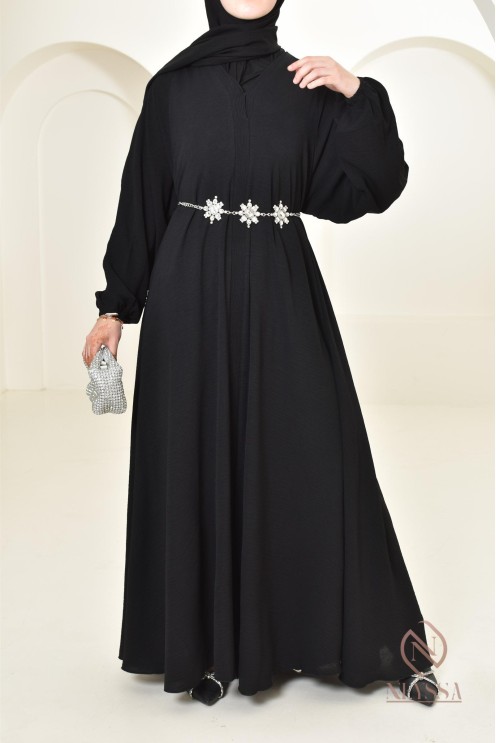 Abaya Dubaï long black for Aïd al Adha Neyssa Confection