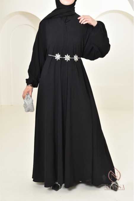 Abaya Dubaï long black for Aïd al Adha Neyssa Confection