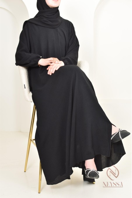 Abaya Dubaï long black for Aïd al Adha Neyssa Confection