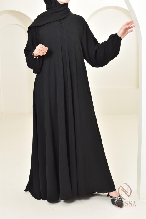 Abaya Dubaï long black for Aïd al Adha Neyssa Confection