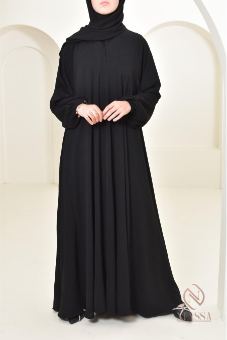 Abaya Dubaï longue noir pour Aïd al Adha 2024 Neyssa Confection