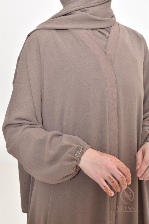 Lange taupefarbene Abaya Dubai ideal für Hijabi-Frauen