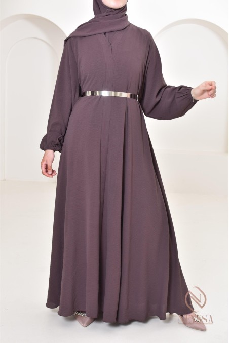 Longue abaya Dubaï simple en jazz Émirati pour l'Aïd al Adha