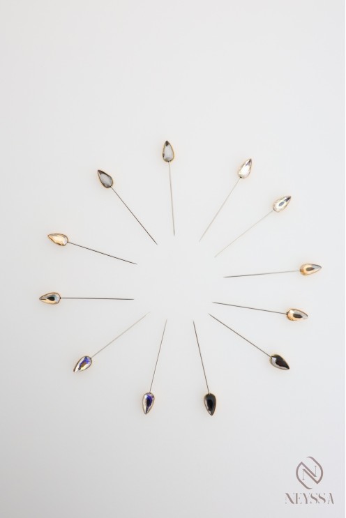 Lot 12 épingles avec rubis pour fixer le hijab femme musulmane