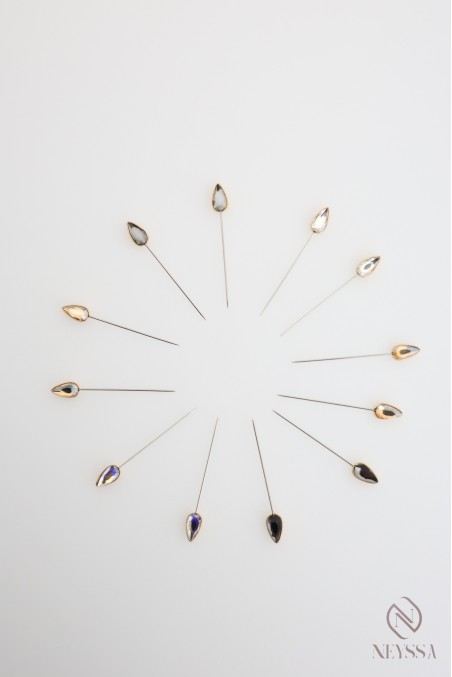 Lot 12 épingles avec rubis pour fixer le hijab femme musulmane