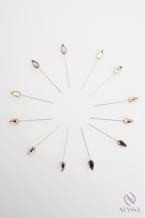 Set of 12 pins with rubies to secure Muslim women's hijabs