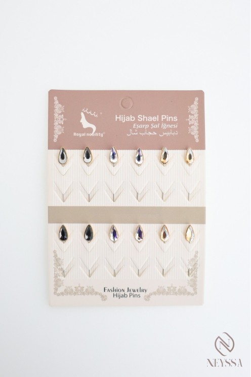 Lot 12 épingles avec rubis pour fixer le hijab femme musulmane