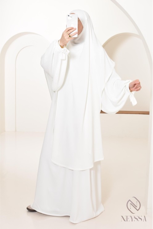 Ensemble abaya khimar extra long soie de Jazz, légiféré, made in france