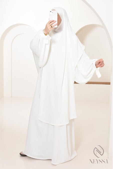 Ensemble abaya khimar extra long soie de Jazz, légiféré, made in france