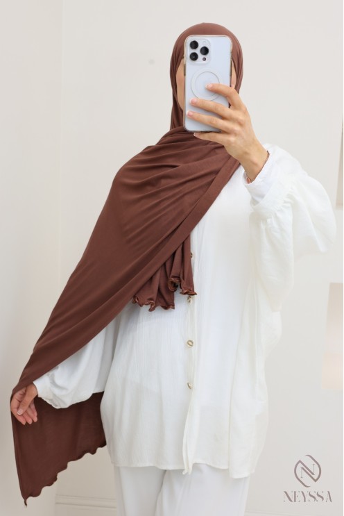 Hijab in jersey with wavy ends, ideal for everyday wear