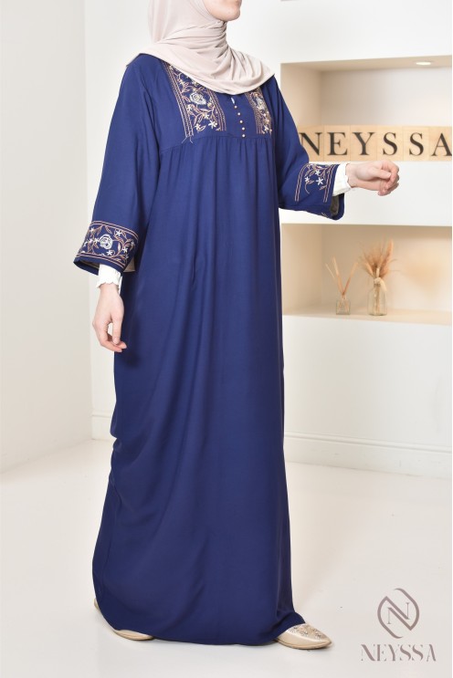 Gandoura de maison manches 3/4, avec broderie, pour le quotidien