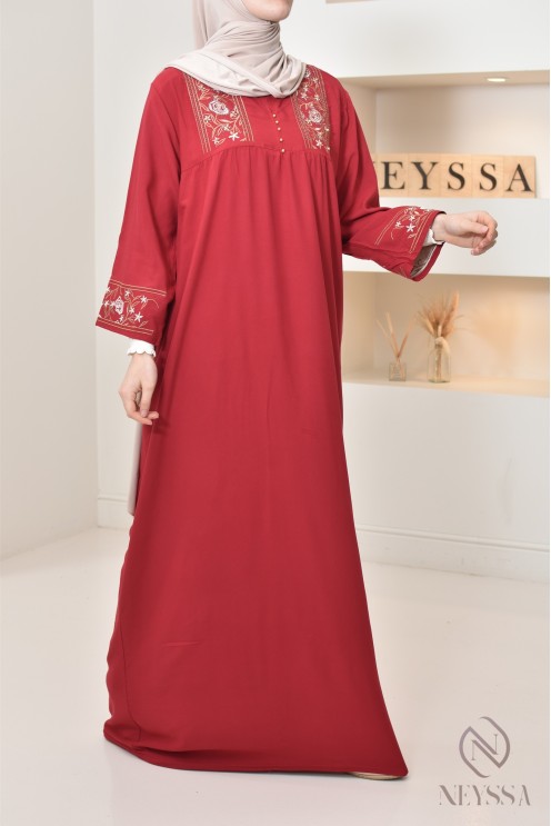 Gandoura de maison manches 3/4, avec broderie, pour le quotidien