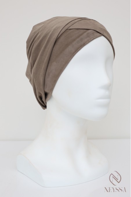 turban en suédine croisé, turban sous hijab, turban style turban mode