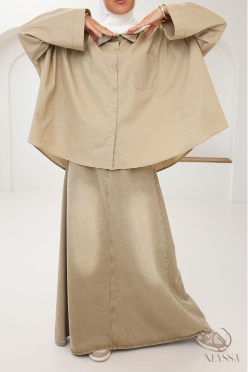 Oversized button-down cotton shirt for trendy hijabi women