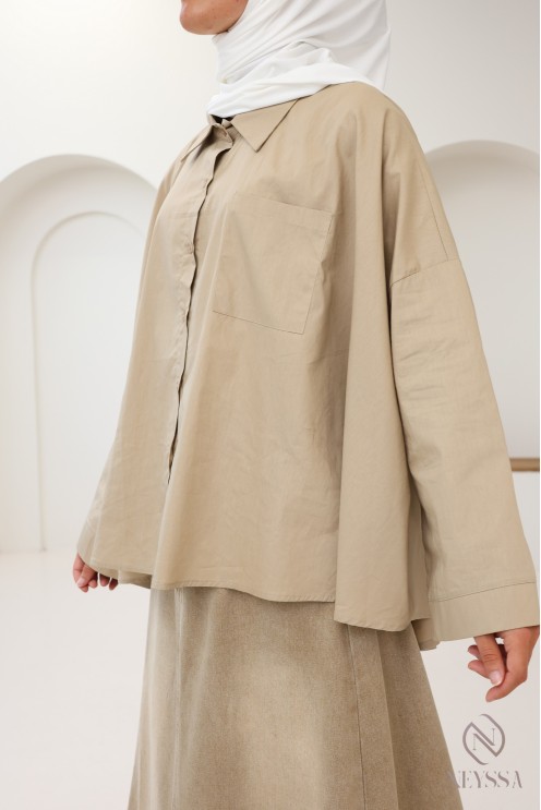 Modisches Oversize-Baumwollhemd mit Knöpfen für Hijabi-Frauen