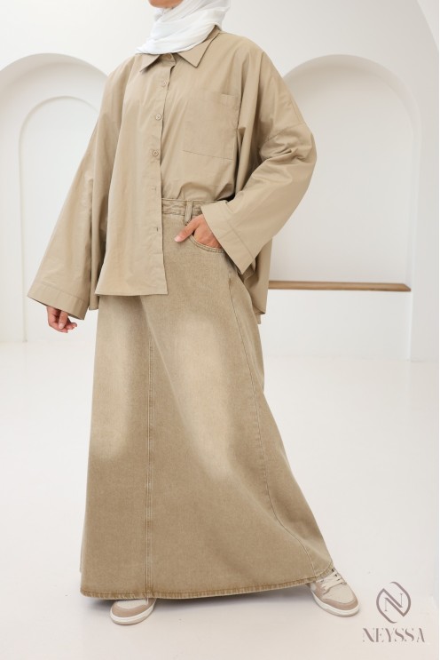 Modisches Oversize-Baumwollhemd mit Knöpfen für Hijabi-Frauen