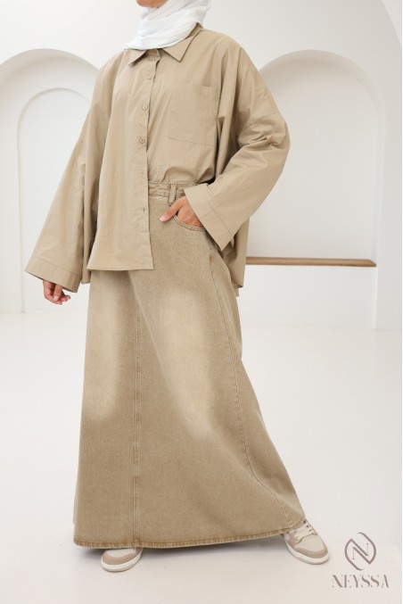 Modisches Oversize-Baumwollhemd mit Knöpfen für Hijabi-Frauen