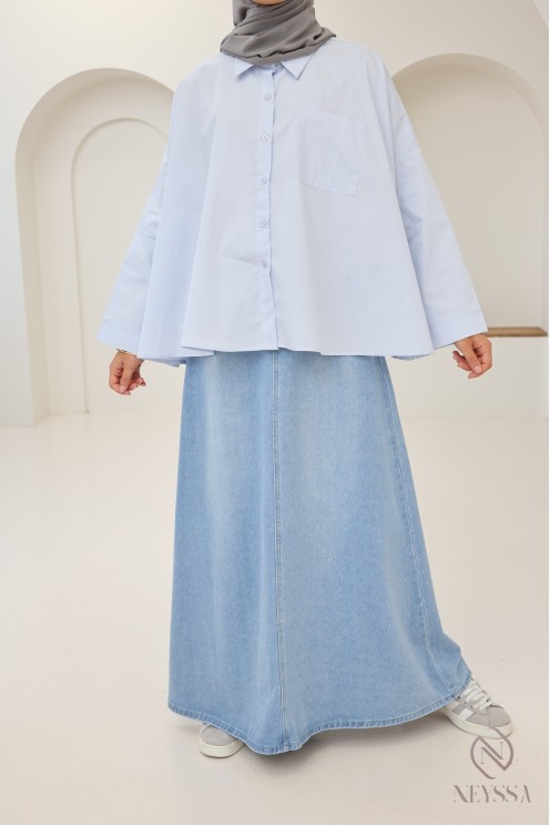 Modisches Oversize-Baumwollhemd mit Knöpfen für Hijabi-Frauen