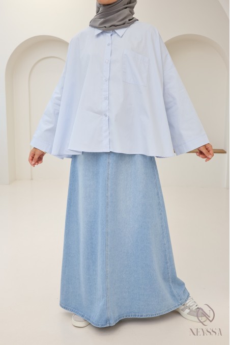 Oversized button-down cotton shirt for trendy hijabi women
