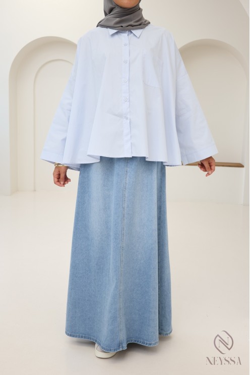 Modisches Oversize-Baumwollhemd mit Knöpfen für Hijabi-Frauen