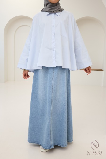 Chemise en coton à boutons oversize pour femme hijabi tendance