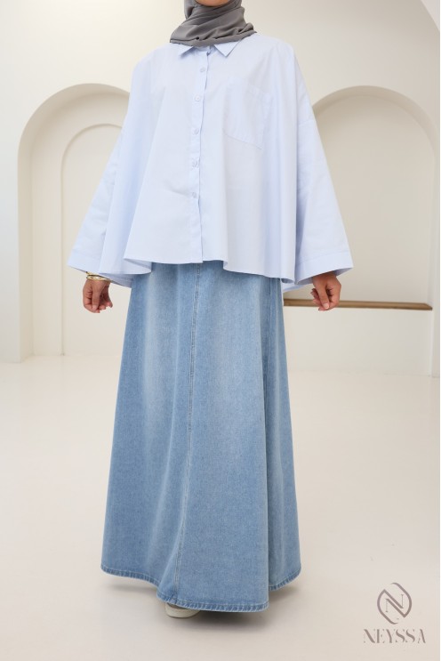 Oversized button-down cotton shirt for trendy hijabi women