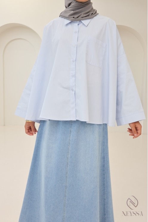 Oversized button-down cotton shirt for trendy hijabi women
