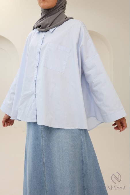 Chemise en coton à boutons oversize pour femme hijabi tendance