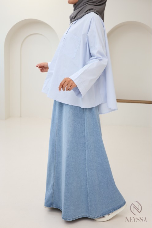 Modisches Oversize-Baumwollhemd mit Knöpfen für Hijabi-Frauen