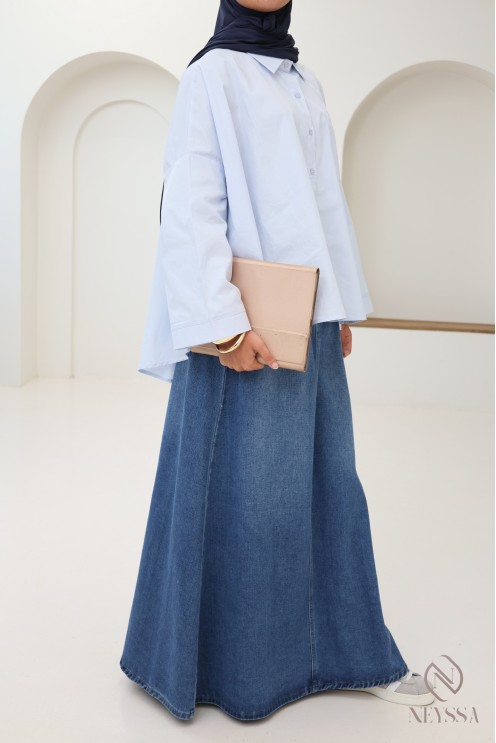 Chemise en coton à boutons oversize pour femme hijabi tendance