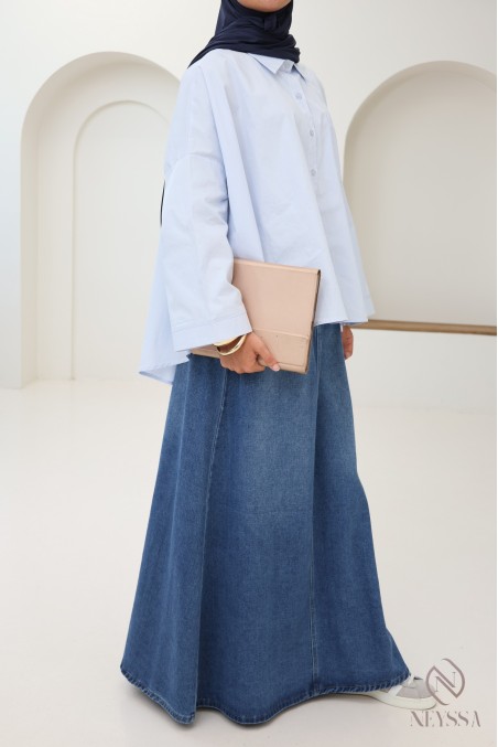 Chemise en coton à boutons oversize pour femme hijabi tendance